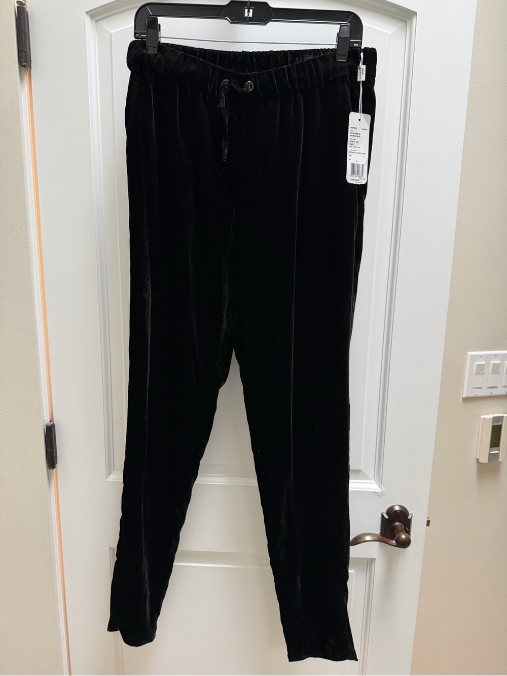 NWT Akris Punto Mike Black Velvet Drawstring Pants Trousers Size 8 $595